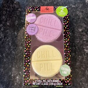 New Be Body & Earth‎ 2 Chill Pill Bath Bombs Lavender Coconut Lime